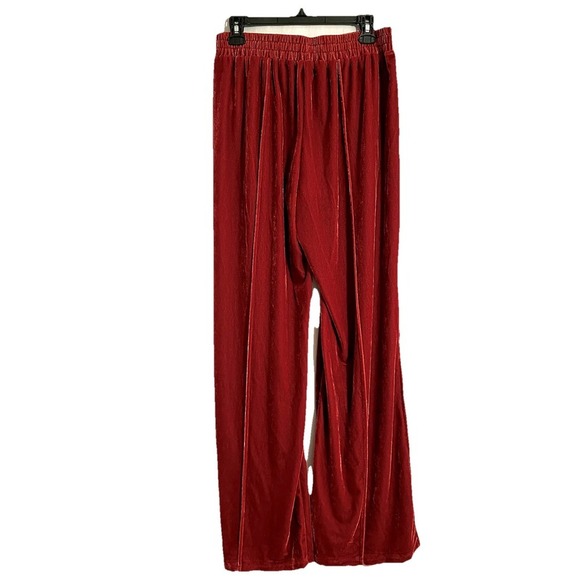 Wide Leg Women's M S'EDGE Atlanta Velour Rosy Red Pants Office Travel Comfort - Picture 2 of 10